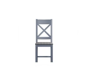 Cotswold Painted upholstered cross back chair (blue) (grey check)