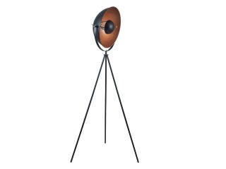 Lamp Black and Copper Diffused Tripod floor lamp