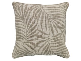 Cushions (New) Leaf print - loose weave taupe (45x45)
