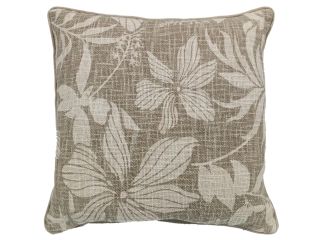 Cushions (New) Floral print - loose weave taupe (45x45)