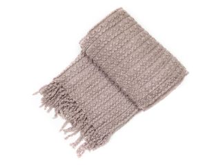 Throws Taupe barley twist throw with tassels (130x180)