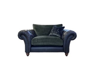 Emerald Snuggler (standard back) (buttoned arm) - type A Leather/Fabric Mix