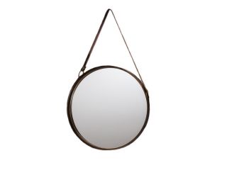Jade Mirrors with leather hanging straps (pair of)