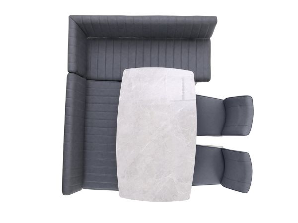 Hirsch Table + corner bench + 2 chairs (Dark Grey)