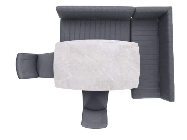 Hirsch Table + corner bench + 2 chairs (Dark Grey)