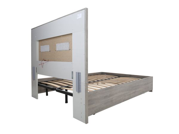 Mancini King size slatted base bed with fabric/led headboard
