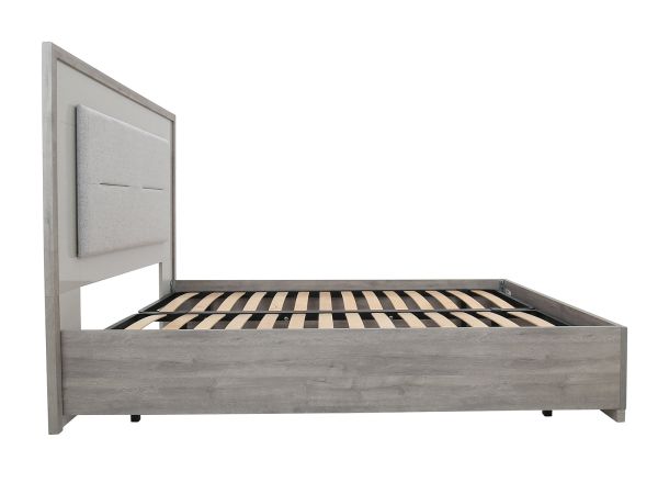 Mancini King size slatted base bed with fabric/led headboard