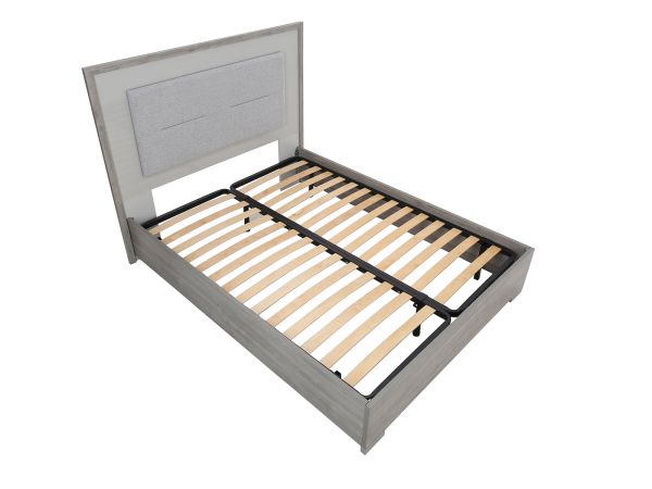 Mancini King size slatted base bed with fabric/led headboard