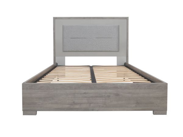 Mancini King size slatted base bed with fabric/led headboard