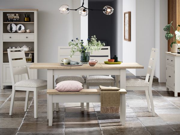 Bevere Extending dining table (120/165cm) (Coconut White)
