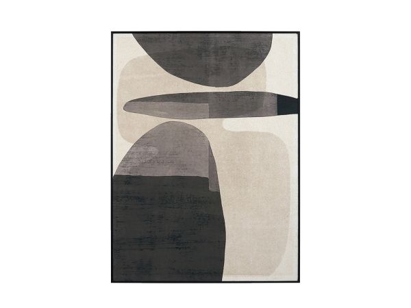 Pictures Natural and black canvas with ovals designs and black frame