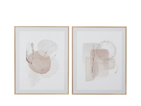 Pictures Natural abstract canvas with natural frame (set of 2)