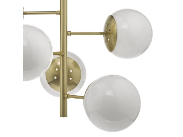 Bombazine 5 light pendant (natural brass/glass shades)