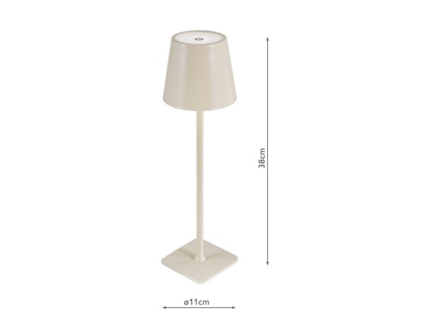 Derrick Rechargeable outdoor table lamp (satin taupe)