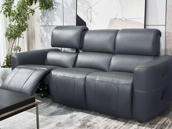 Cannes 3 seater (double power recliner + headrest) (with bluetooth speakers) - type 60/S Leather