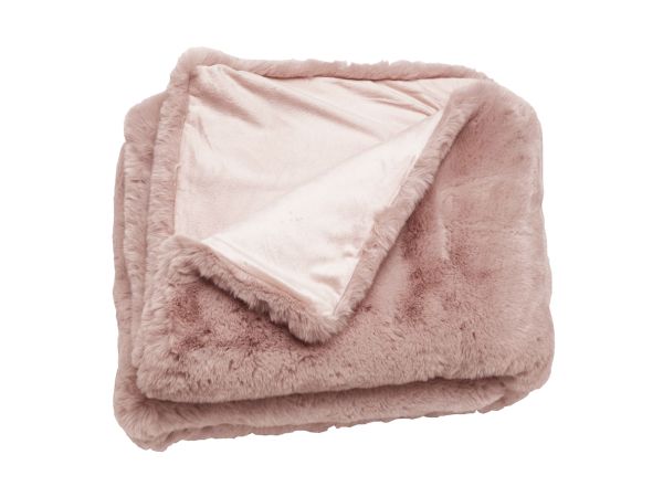 Throws Luxury faux rabbit throw (pink) (150x180)