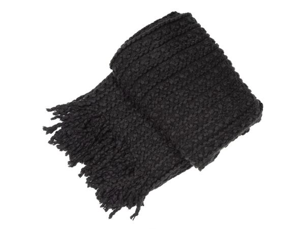 Throws Black barley twist throw with tassels (130x180)