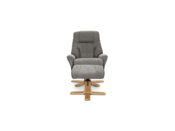 Churston Swivel recliner and stool - Fabric colour: Lisbon Silver 80944