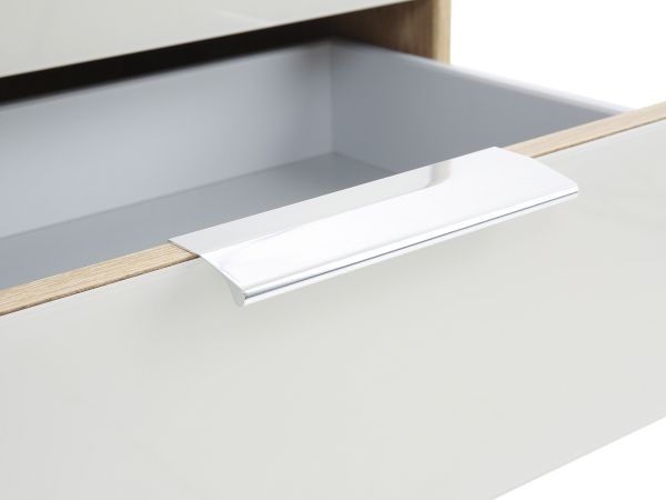 Monaco 4000 Chest of drawers -5 drawers - front glass champayne Bianco oak finish