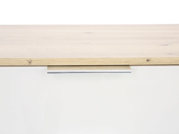 Monaco 4000 Chest of drawers -5 drawers - front glass champayne Bianco oak finish