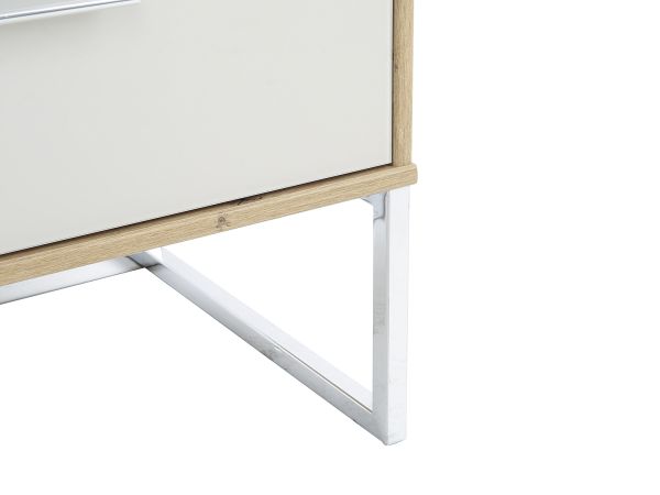 Monaco 4000 Chest of drawers -5 drawers - front glass champayne Bianco oak finish