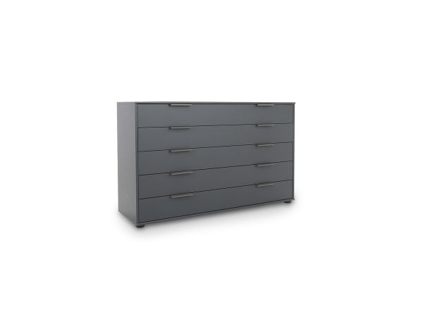 Denver Chest of drawers (141cm) 5 drawers Graphite