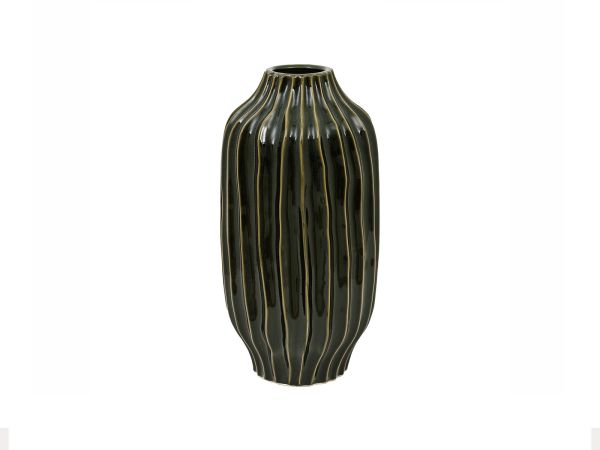 Organic Ribbed large vase Olive