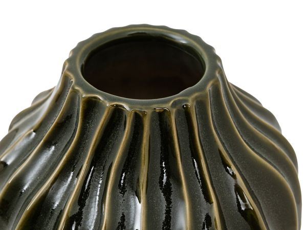Organic Ribbed large vase Olive