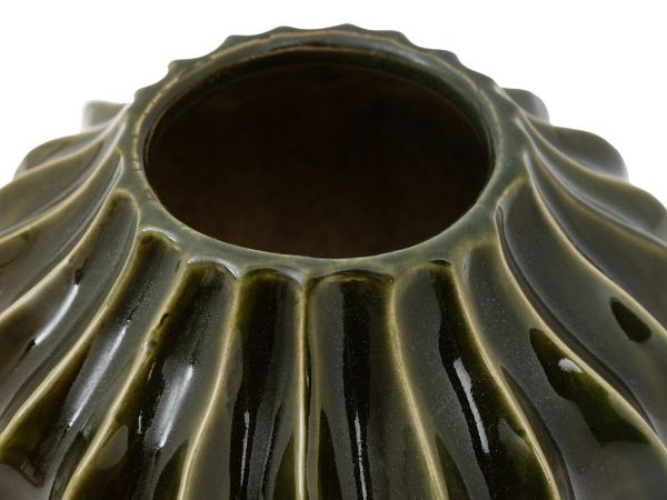Organic Ribbed large vase Olive