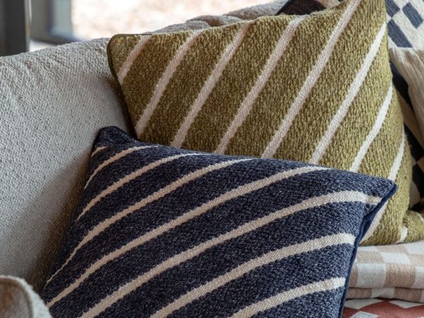 Hemsby Stripe woven cushion Ink
