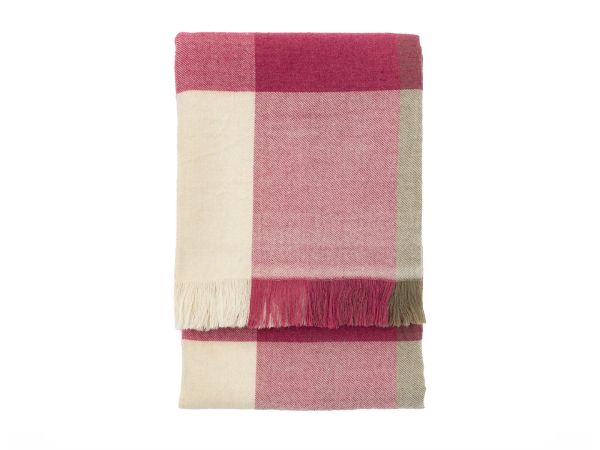 Dursley Check throw Cranberry and Olive