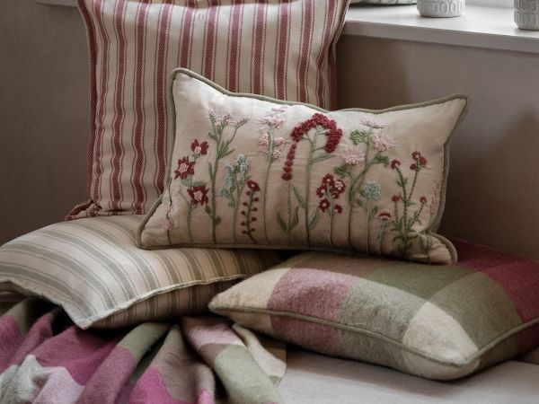 Dursley Check throw Cranberry and Olive