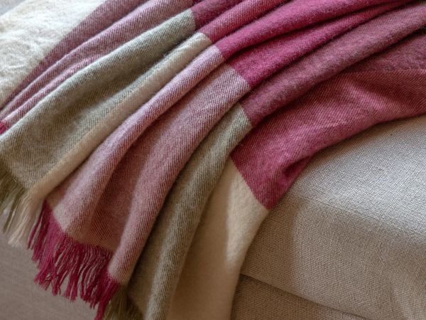 Dursley Check throw Cranberry and Olive