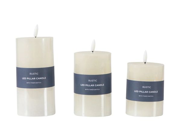 Accessories LED candle rustic ivory (set of 3)