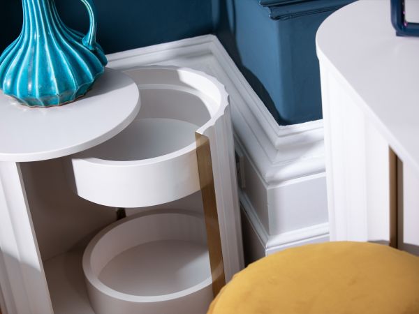 Lilian Bedside (right) (grey and brass)