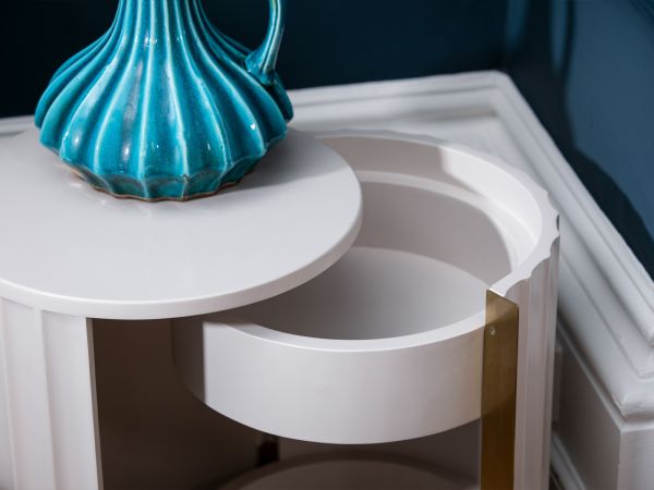 Lilian Bedside (right) (grey and brass)