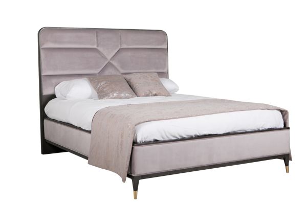 Ancelotti King size bed Ebony ecru velvet