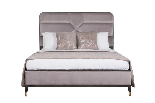 Ancelotti King size bed Ebony ecru velvet