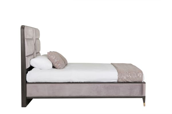 Ancelotti King size bed Ebony ecru velvet