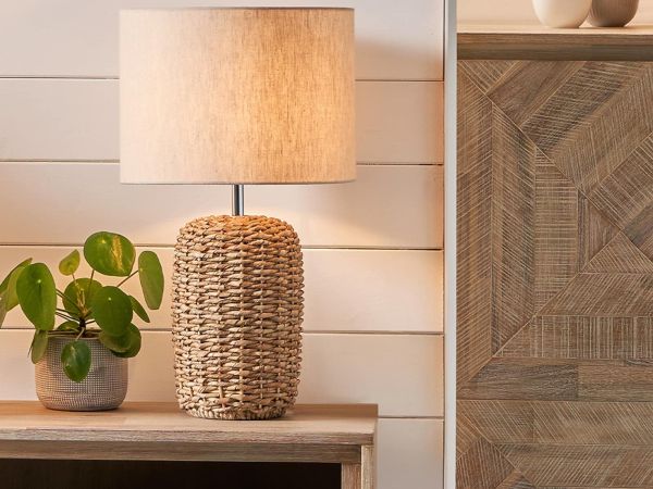 Acer Natural woven tall table lamp