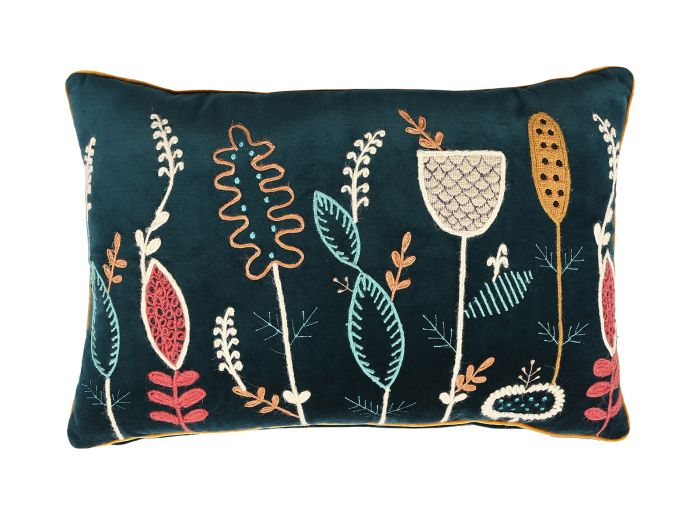 Pasture Velvet cushion (Teal)