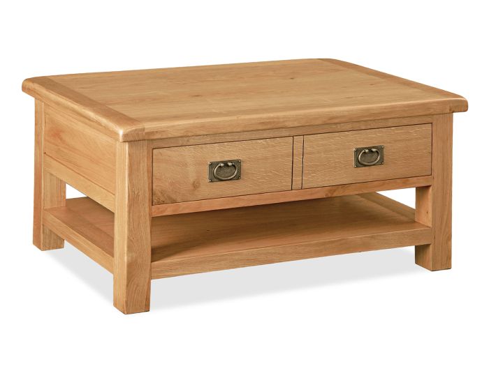 Canterbury Large coffee table with drawer and shelf