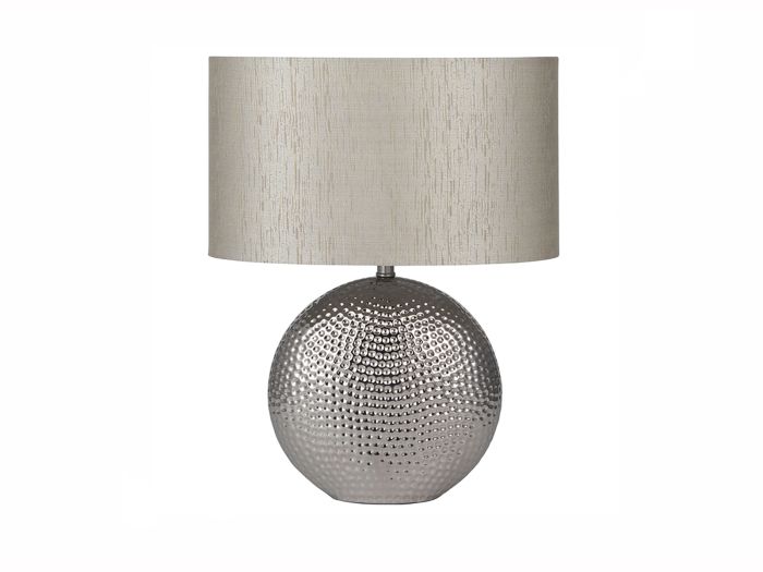 Kyran Chrome hammered ceramic table lamp