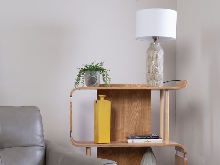 Lamp Embossed grey ceramic table lamp