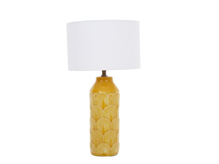 Lamp Embossed mustard ceramic table lamp