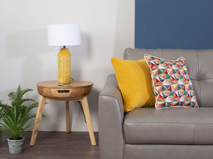 Lamp Embossed mustard ceramic table lamp