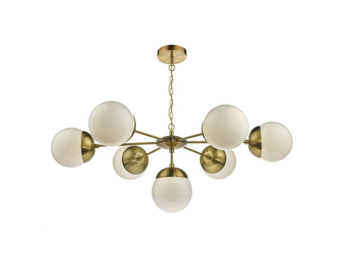 Bombazine 7 light pendant (natural brass/glass shades)