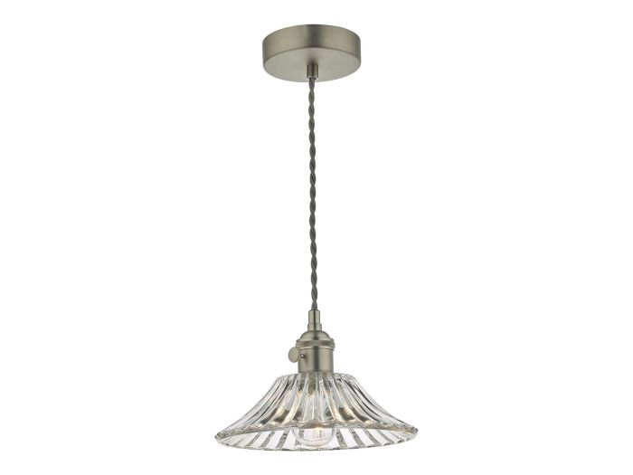 Hadano 1 light ceiling light (antique chrome/clear flared shade)