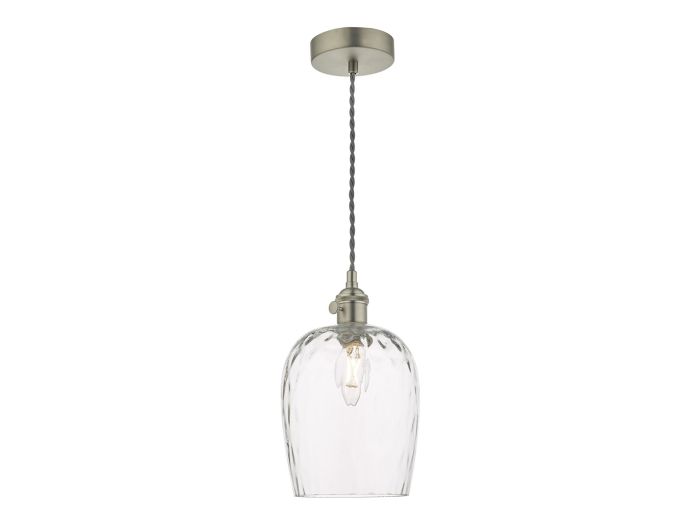 Hadano 1 light ceiling light (antique chrome/clear dimpled shade)
