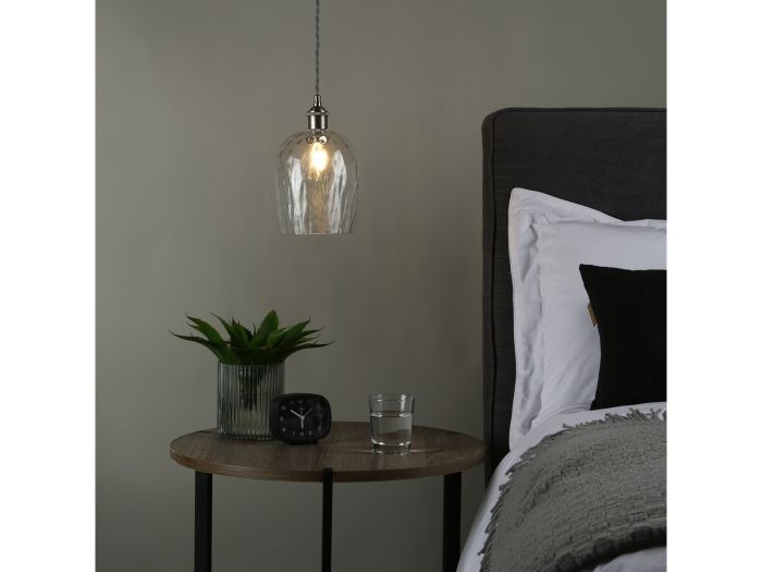 Hadano 1 light ceiling light (antique chrome/clear dimpled shade)